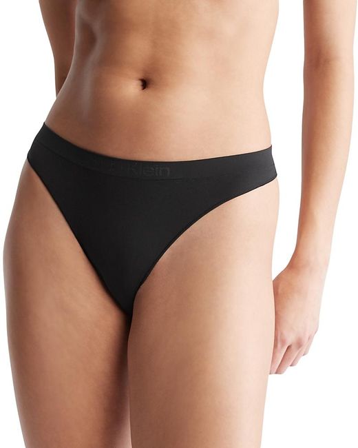 Calvin Klein Black Bonded Flex Mid Rise Thong