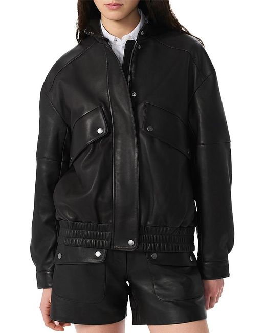 Rag & Bone Black Aria Leather Bomber Jacket
