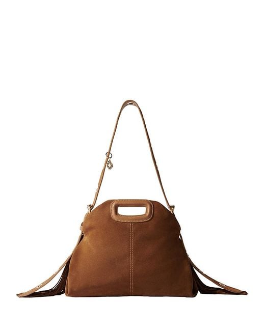 Maje Brown Miss M Suede Fringe Crossbody