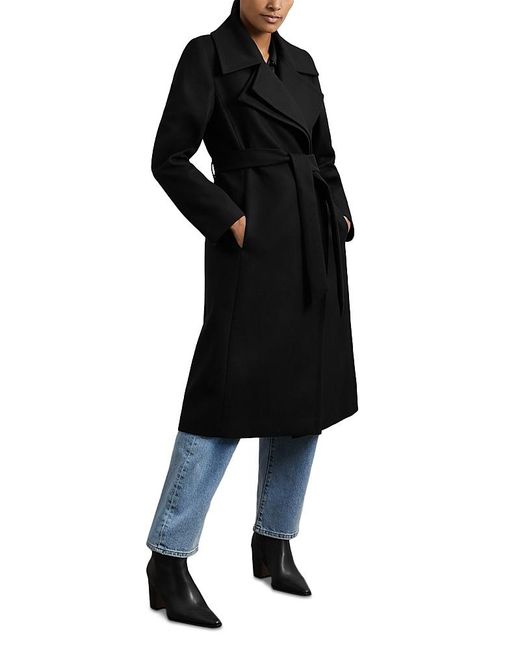 Reiss Black Petite Odette Mid Length Belted Coat