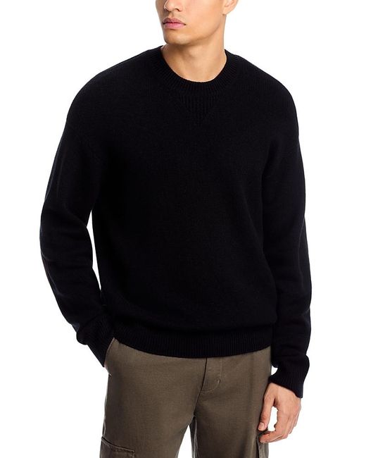 FRAME Black Suede Patch Crewneck Sweater for men