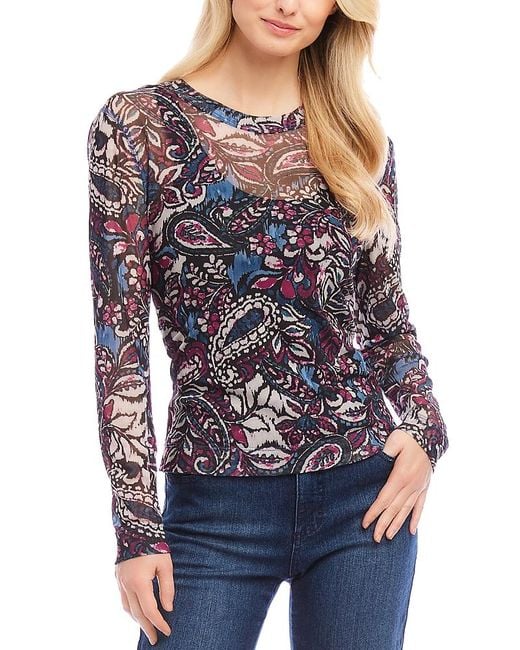 Karen Kane Blue Crewneck Top