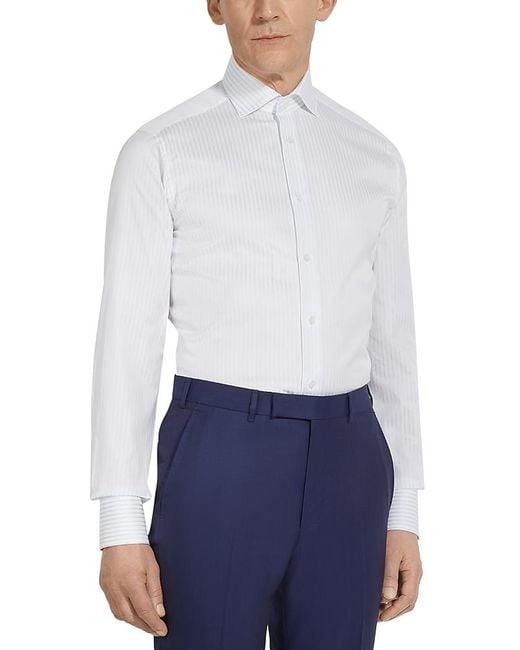 Zegna White Centoventimila Structured Button Front Shirt for men
