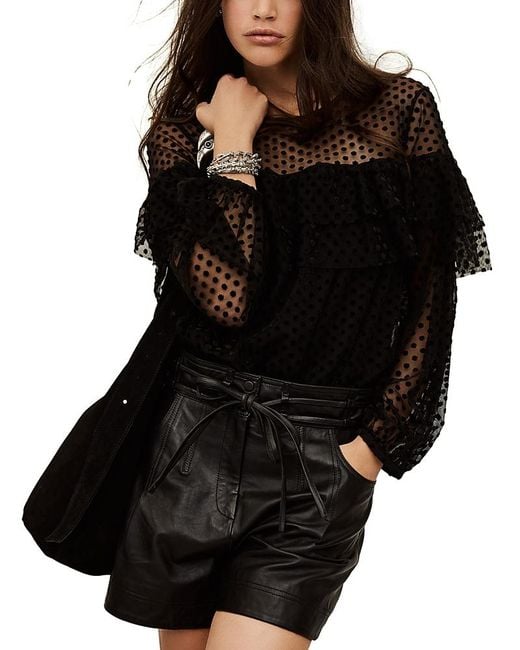 Ba&sh Black Raff Ruffled Blouse