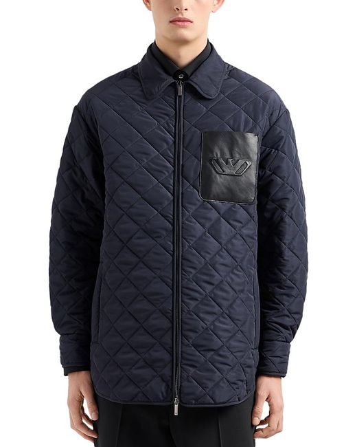 Emporio Armani Blue Diamond Quilted Jacket for men