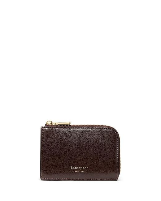 Kate Spade Brown Mini Zip Up Card Case
