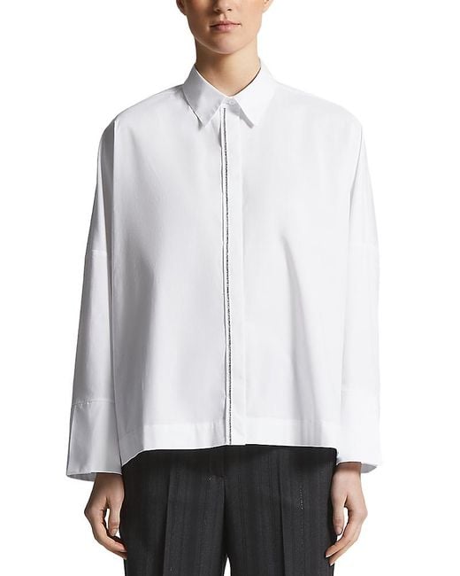 Peserico White Front Hook Blouse