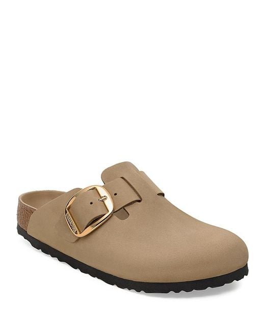 Birkenstock Brown Boston Big Buckle Nubuck Leather Clogs