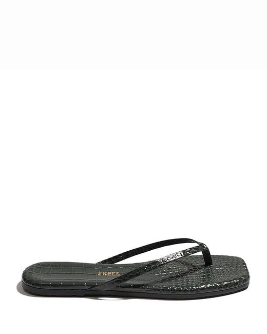 TKEES Black Lily Square Toe Flip Flops