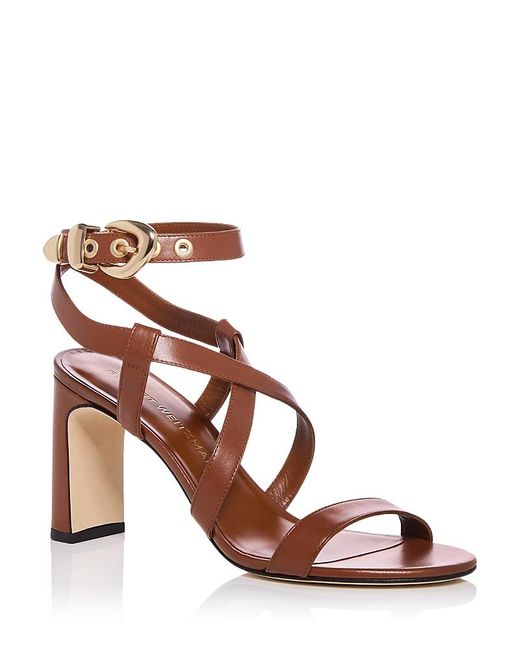Stuart Weitzman Brown Maven 75 Block Heel Sandals