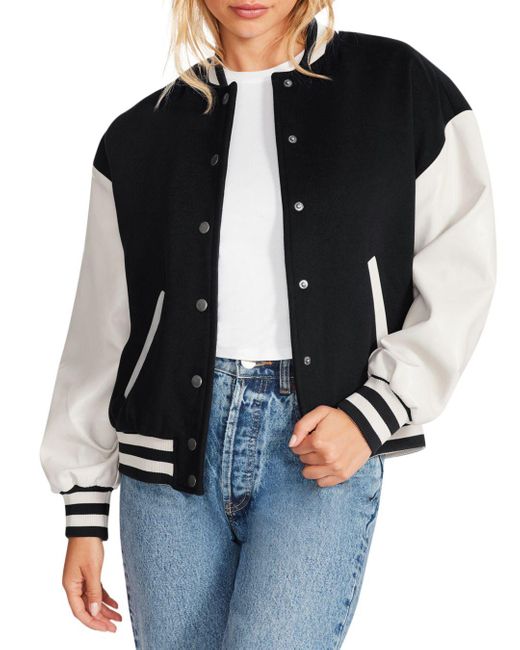 Steve Madden Alexandra Varsity Jacket in Black Lyst