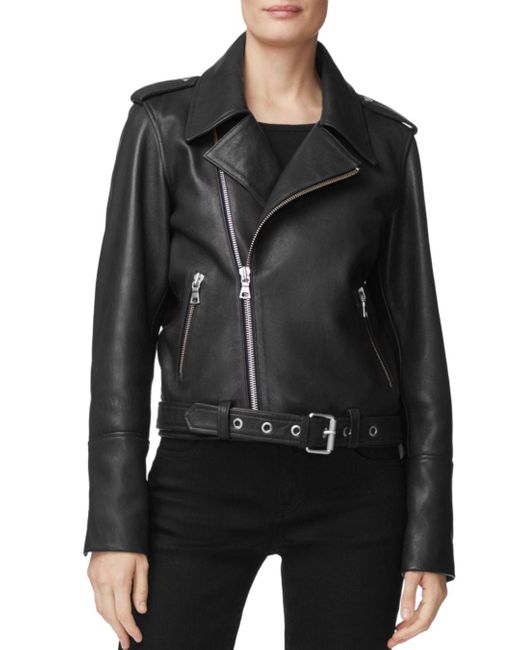 J Brand Maysen Leather Moto Jacket in Black - Lyst