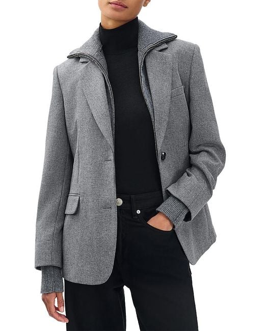Rag & Bone Gray Frank Knit Combo Blazer