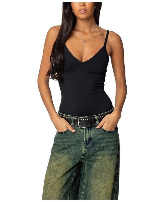 Edikted Black Teaghan Triangle Fitted Bodysuit