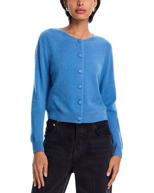 Aqua Blue Cashmere Crewneck Cardigan
