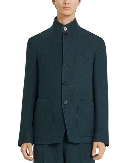 Zegna Green Oasi Lino Regular Fit Linen Chore Jacket for men