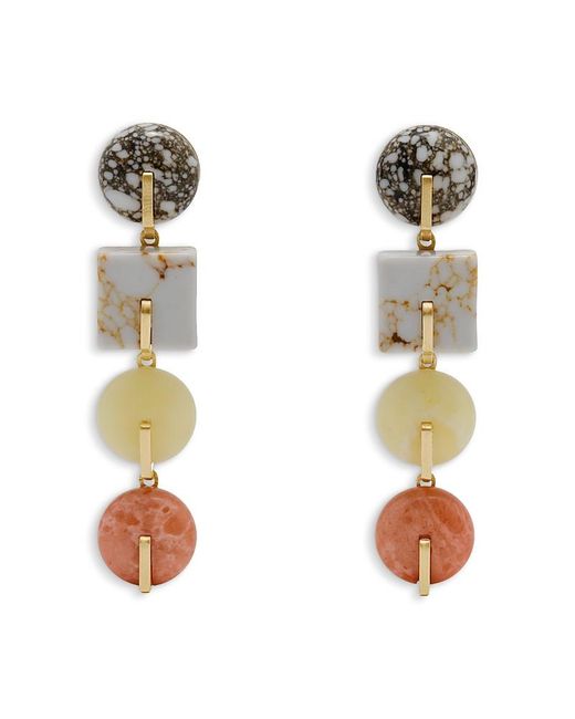 Cult Gaia White Laguna Stone Clip On Linear Drop Earrings