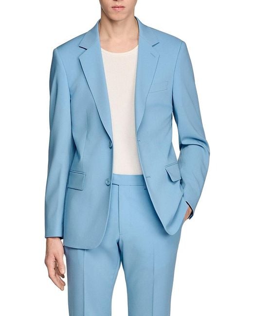 Sandro Blue Wool Suit Jacket for men