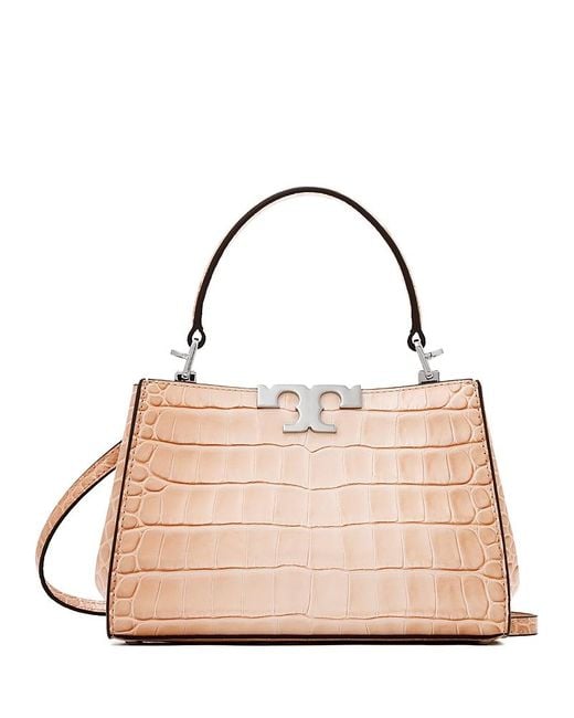 Tory Burch Pink Eleanor Croc-Embossed Mini Satchel