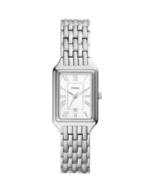 Fossil White Raquel Three-Hand Date Stainless Steel Watch, 23Mm X 38Mm