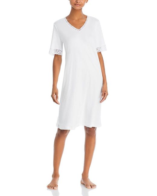 Hanro Women's White Moments Short Sleeve Nightgown