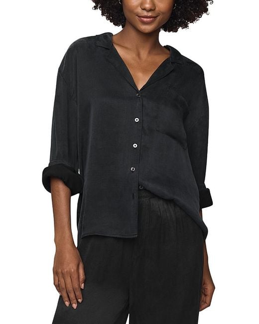 Splendid Black Serena Satin Top