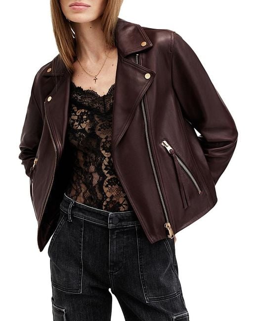 AllSaints Black Dalby Leather Biker Jacket