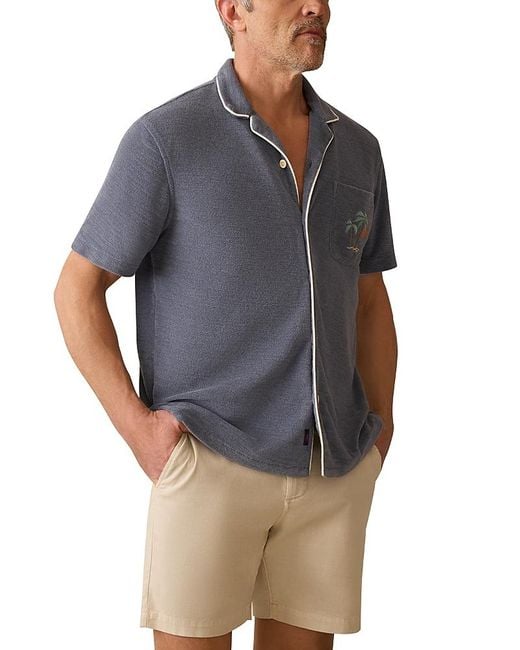 Faherty Brand Gray Terry Camp Shirt for men