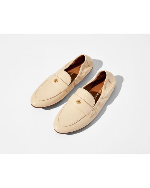 Tory Burch Leather Ballet Loafer in Natural - Lyst