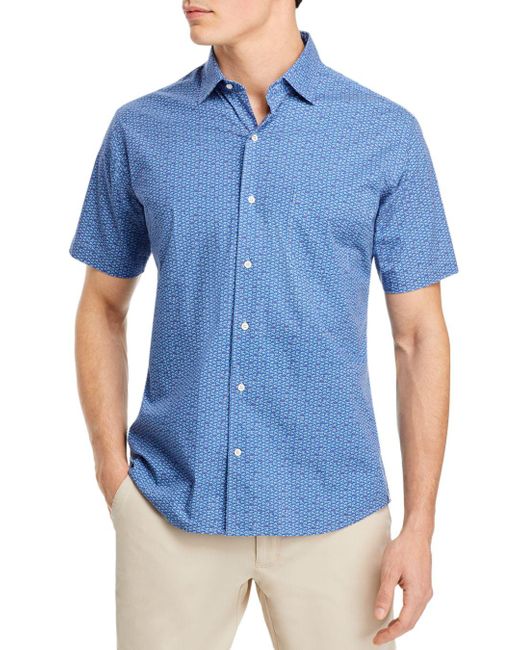 Peter Millar Waves And Fins Cotton Stretch Printed Classic Fit Button ...