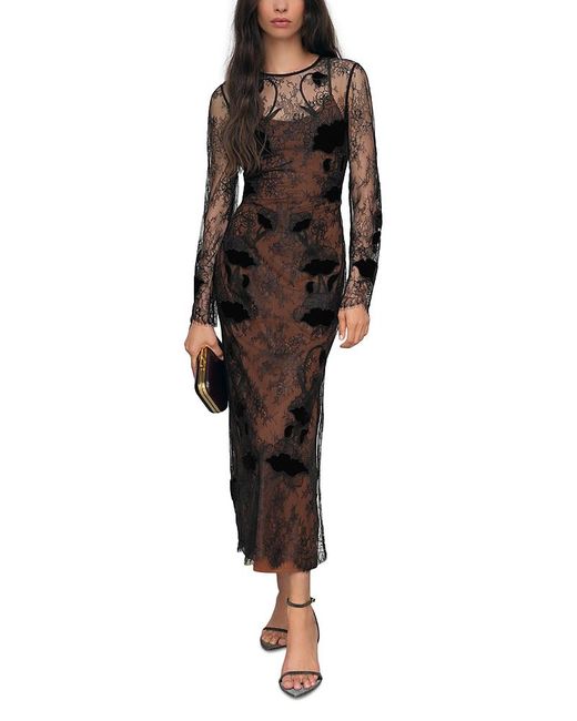 Reiss Petites Lulu Lace Detail Midi Dress in Black | Lyst Reiss Petites Lulu Lace Detail Midi Dress in Black | Lyst
