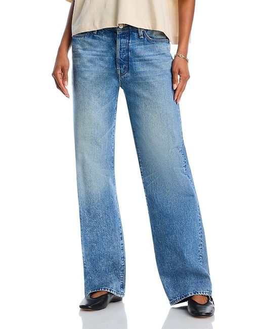 Mother Blue The Dodger High Rise Button Sneak Jeans