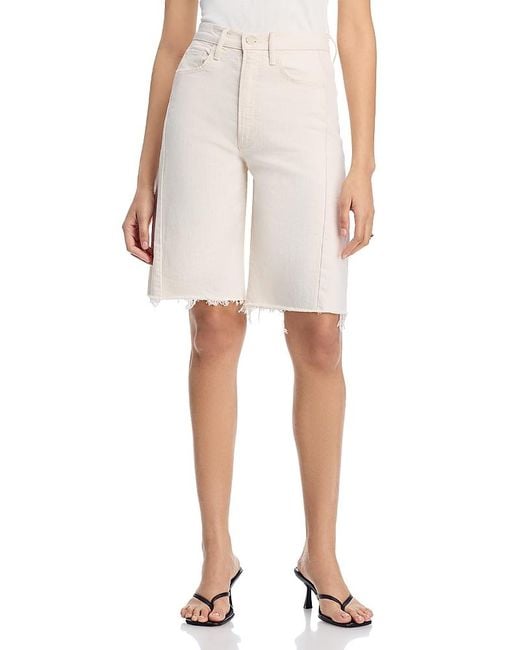 Mother White The Half Pipe Frayed Bermuda Shorts