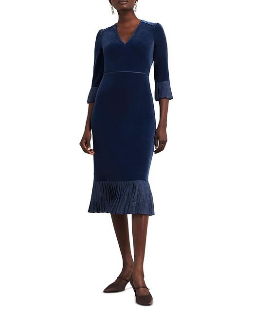 Hobbs Mary Velvet Dress in Blue | Lyst