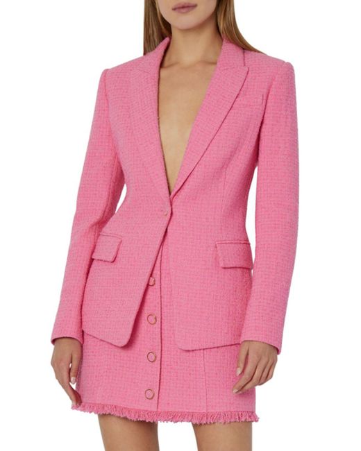 MILLY Cotton Avery Boucle Blazer in Pink Lyst