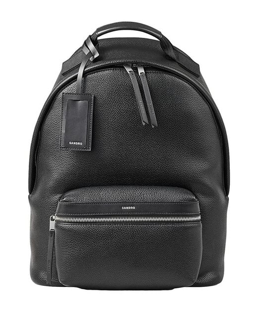 Sandro Black Coated Canvas Backpack for men
