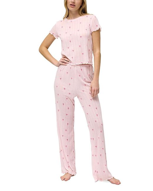 Honeydew Intimates Women's Pink Somewhere Sunny Tee Pant Set pyjamas