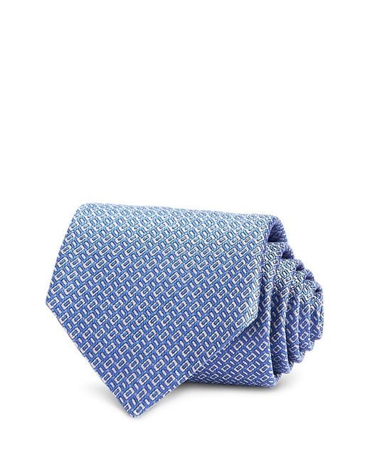 David Donahue Blue Geo Pattern Silk Classic Tie for men