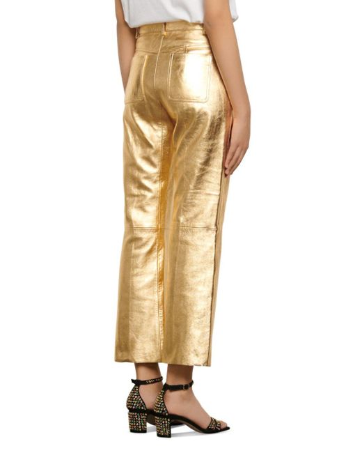 Sandro Orne Metallic Leather Pants | Lyst