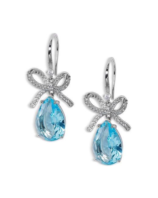 Nadri Blue Macaron Cubic Zirconia Pear Bow Drop Earrings