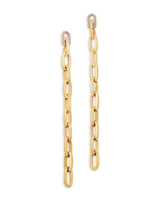 Roberto Coin Metallic 18K Navarra Diamond Long Link Dangle Drop Earrings