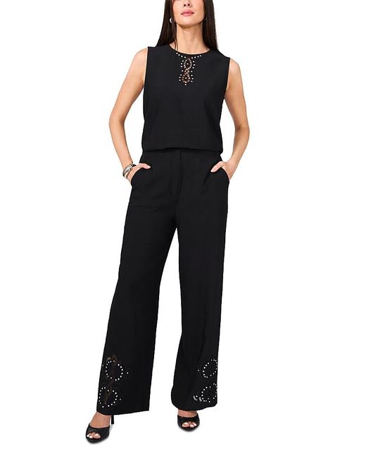 Vince Camuto Black Ladder Trim Sleeveless Top