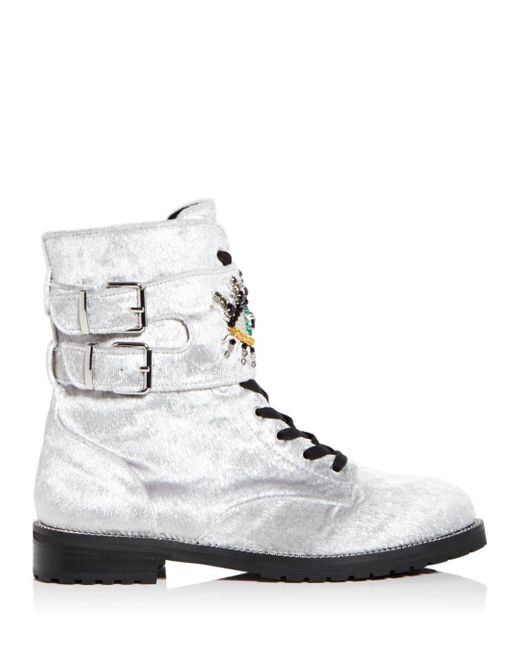 Embellished Combat Boots in Metallic 