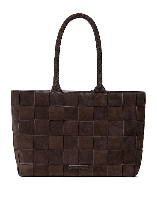 Loeffler Randall Brown Klara Large Woven Suede Tote Bag
