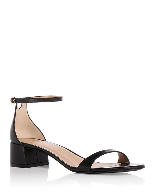 Stuart Weitzman Black Nudist 35 Block Heel Sandals