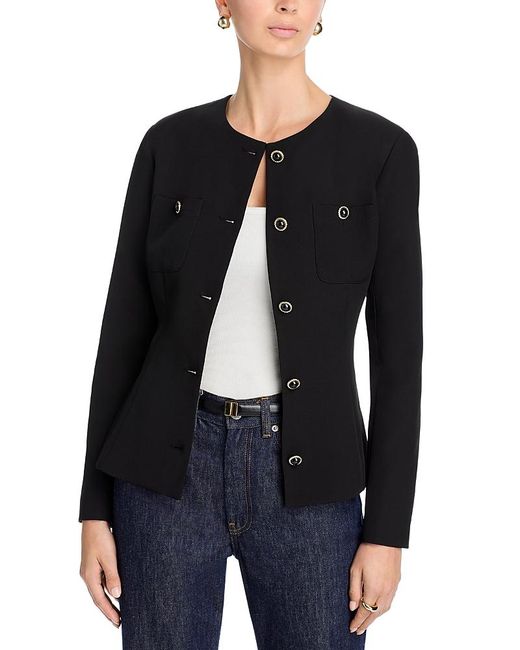 Aqua Blue Collarless Blazer
