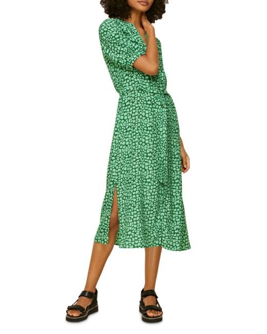 Whistles Synthetic Olivia Giraffe Print Midi Dress in Green Lyst