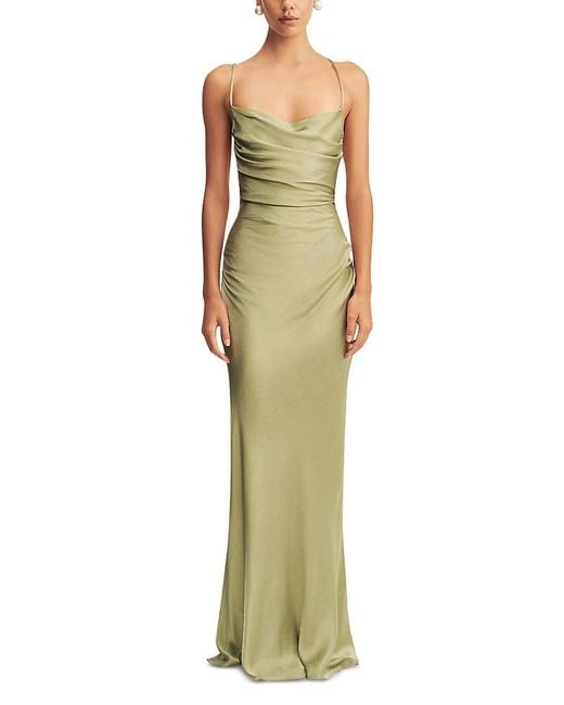shona joy green maxi dress La Lune Lace Up Back in detail_sequin