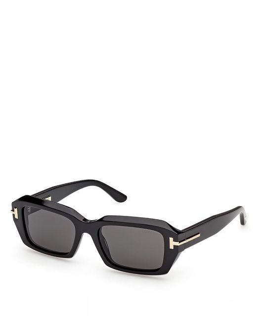 Tom Ford Gray Rectangular Sunglasses, 53Mm