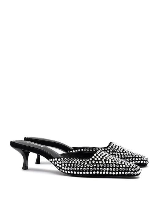 Larroude White Amal Embellished Mules